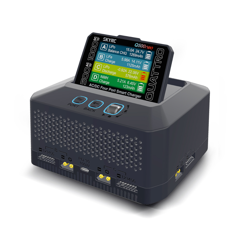 شاحن SKYRC Q500neo بـ 4 منافذ  - مراجعة Power Supply 500W وسعره