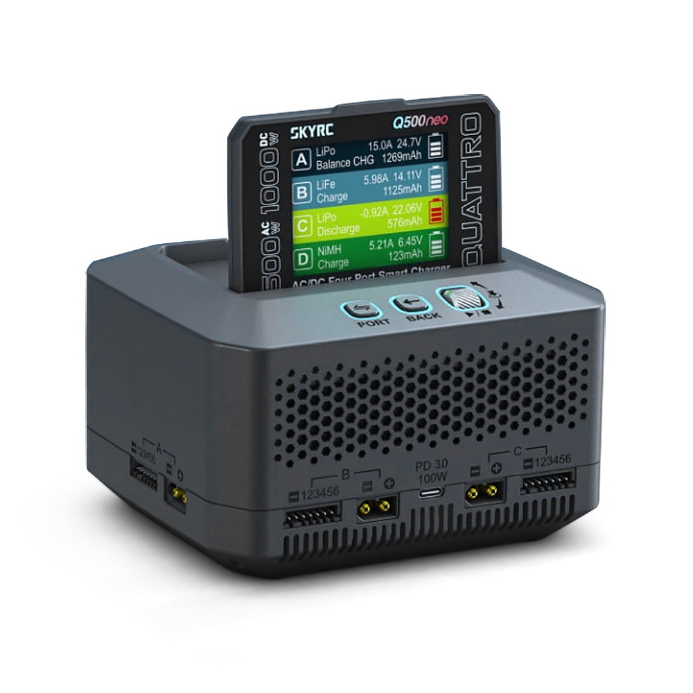 شاحن SKYRC Q500neo بـ 4 منافذ  - مراجعة Power Supply 500W وسعره