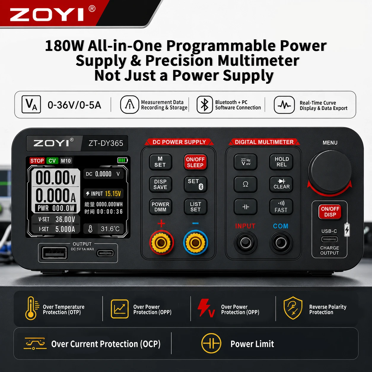 جهاز ZOYI DY365 2 في 1، مزود ط - مراجعة Pc Power Supply وسعره