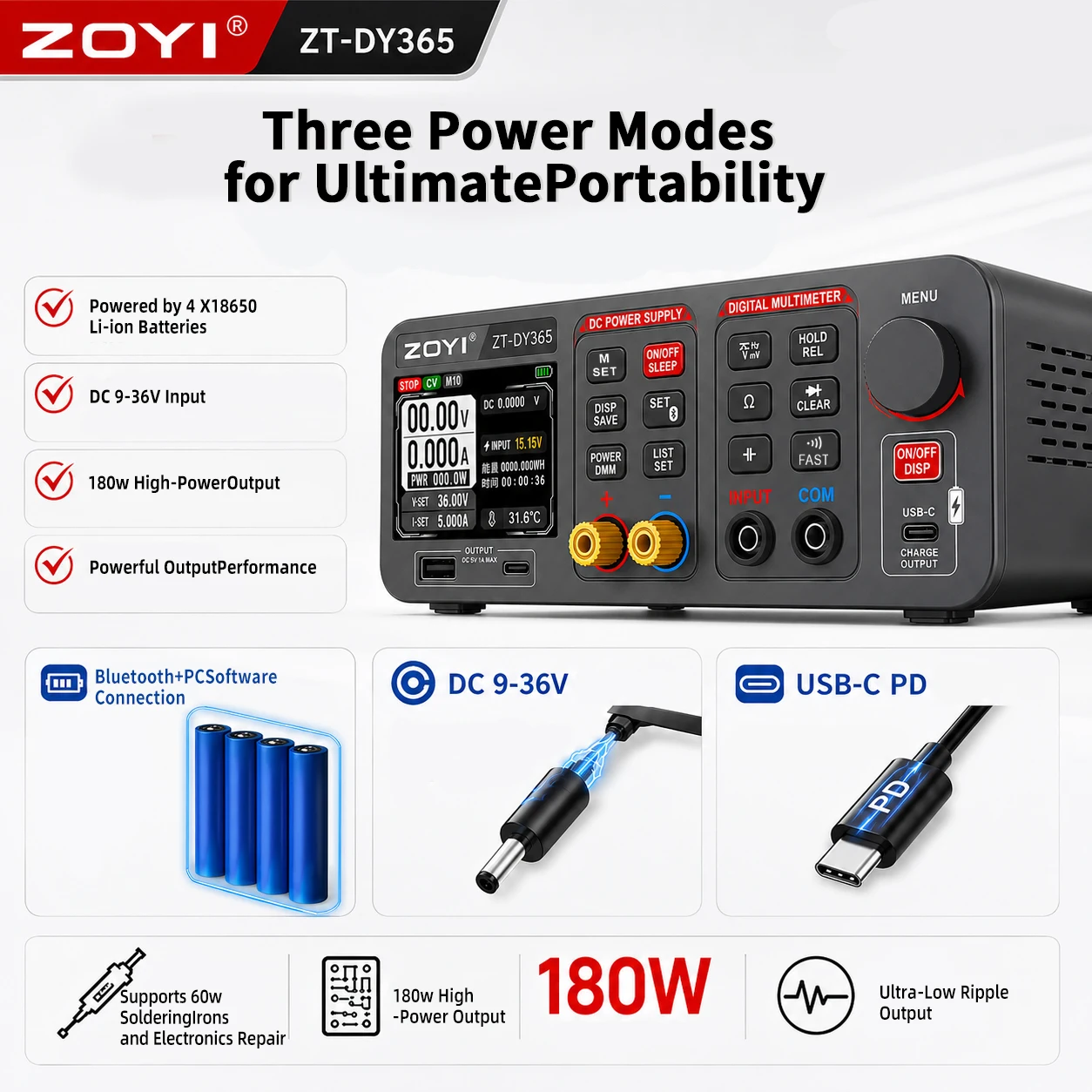 جهاز ZOYI DY365 2 في 1، مزود ط - مراجعة Pc Power Supply وسعره